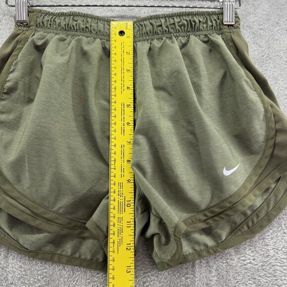 Nike Shorts Women S Green Olive Running Shorts Build In Briefs Side Pockets Gym - Picture 6 of 8